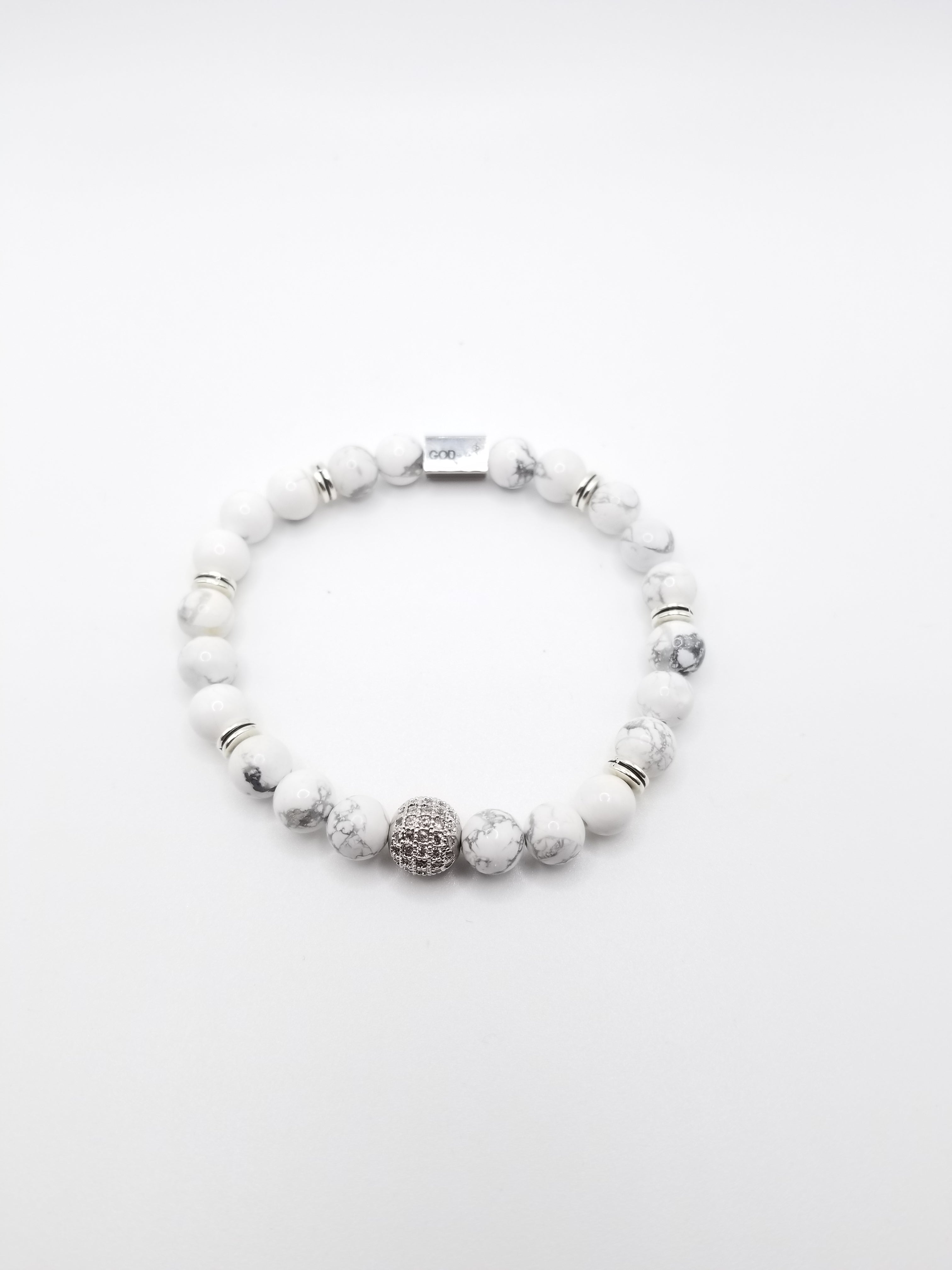 Howlite with Pave Beaded Bracelet