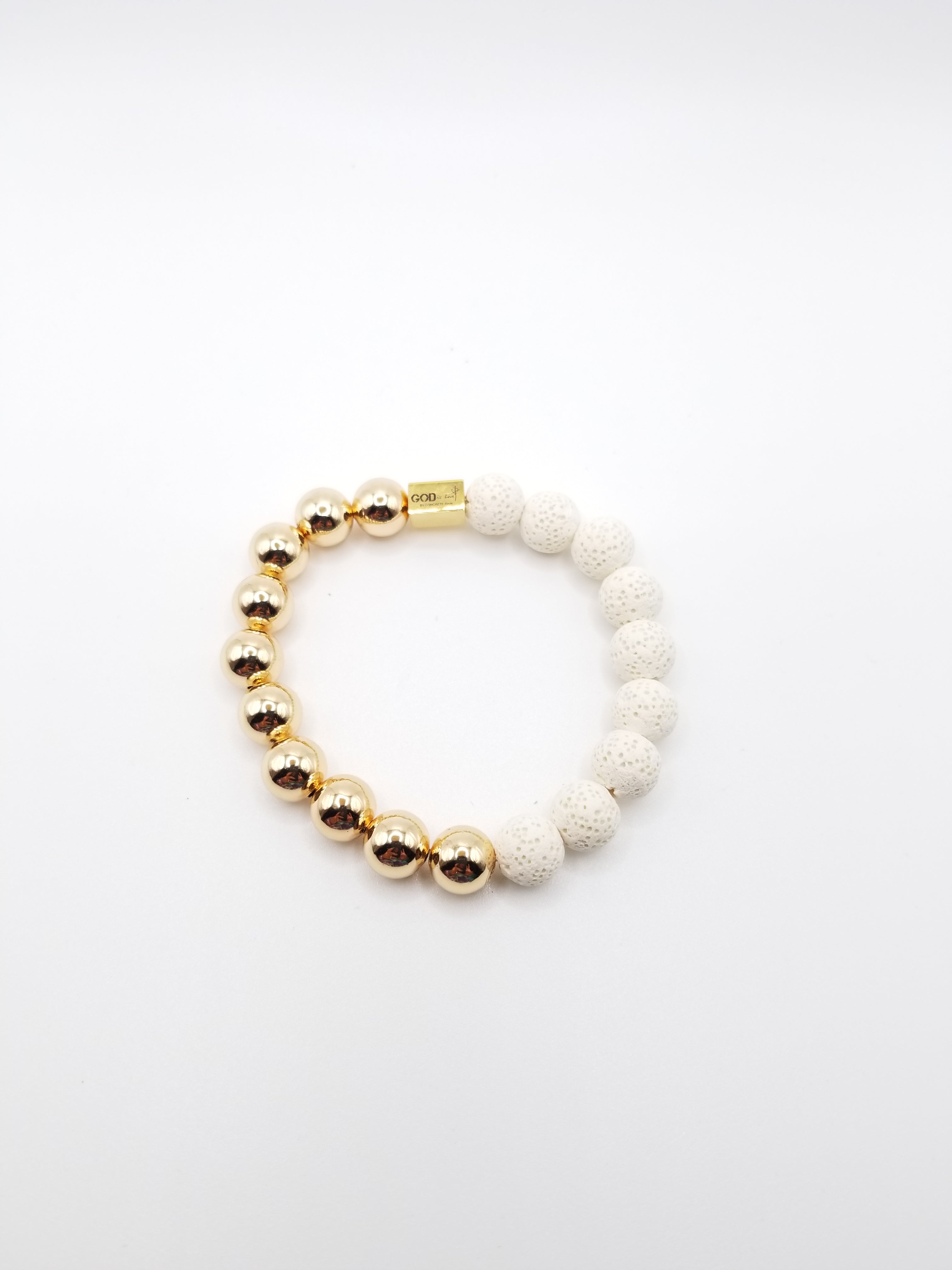 Gold-filled and Lava Stone Beaded Bracelet