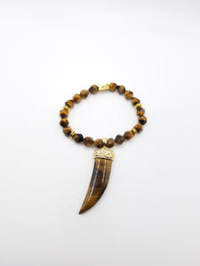 Italian Horn and Yellow faceted Tigers Eye Beaded Bracelet