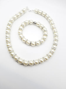 Satin Pearl Necklace and Bracelet Set