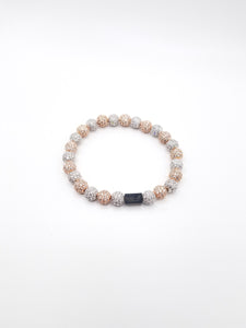 White and Rose Gold Pave Beaded Bracelet