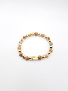 Faceted Agate and Gold-filled Beaded Bracelet