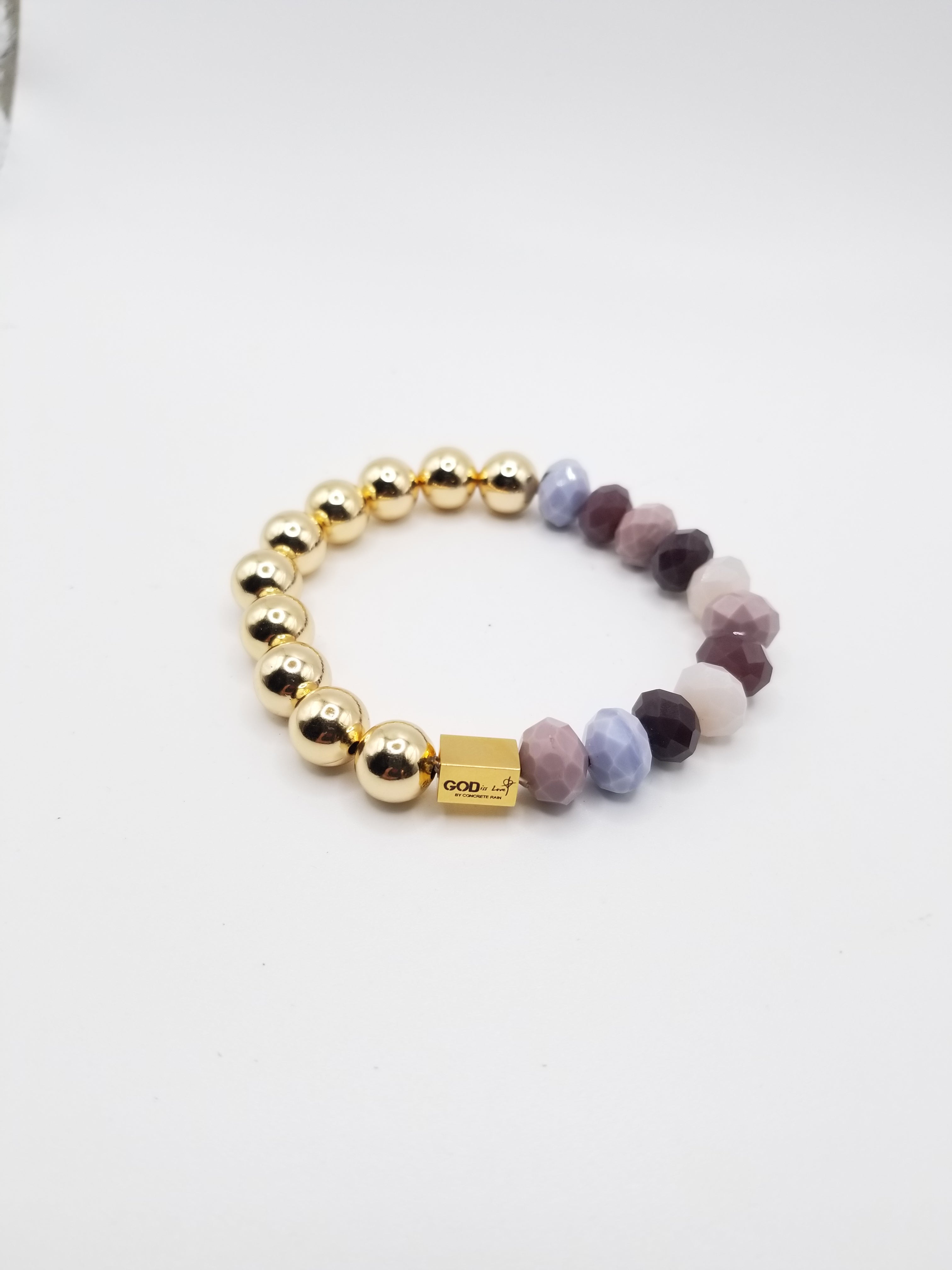 Purple Rondelle with Gold-Filled Beaded Bracelet