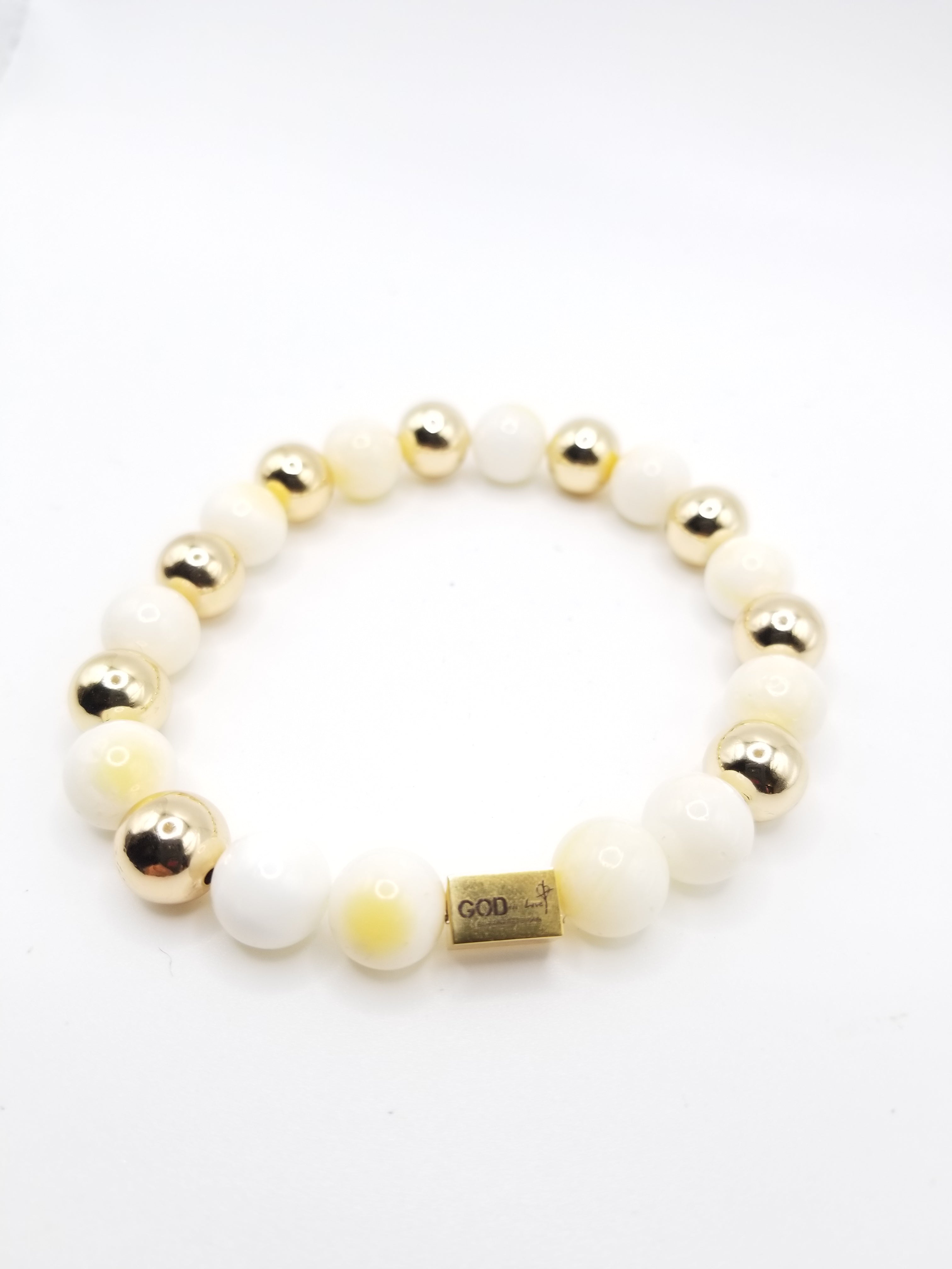 Yellow and Gold-Filled Beaded Bracelet