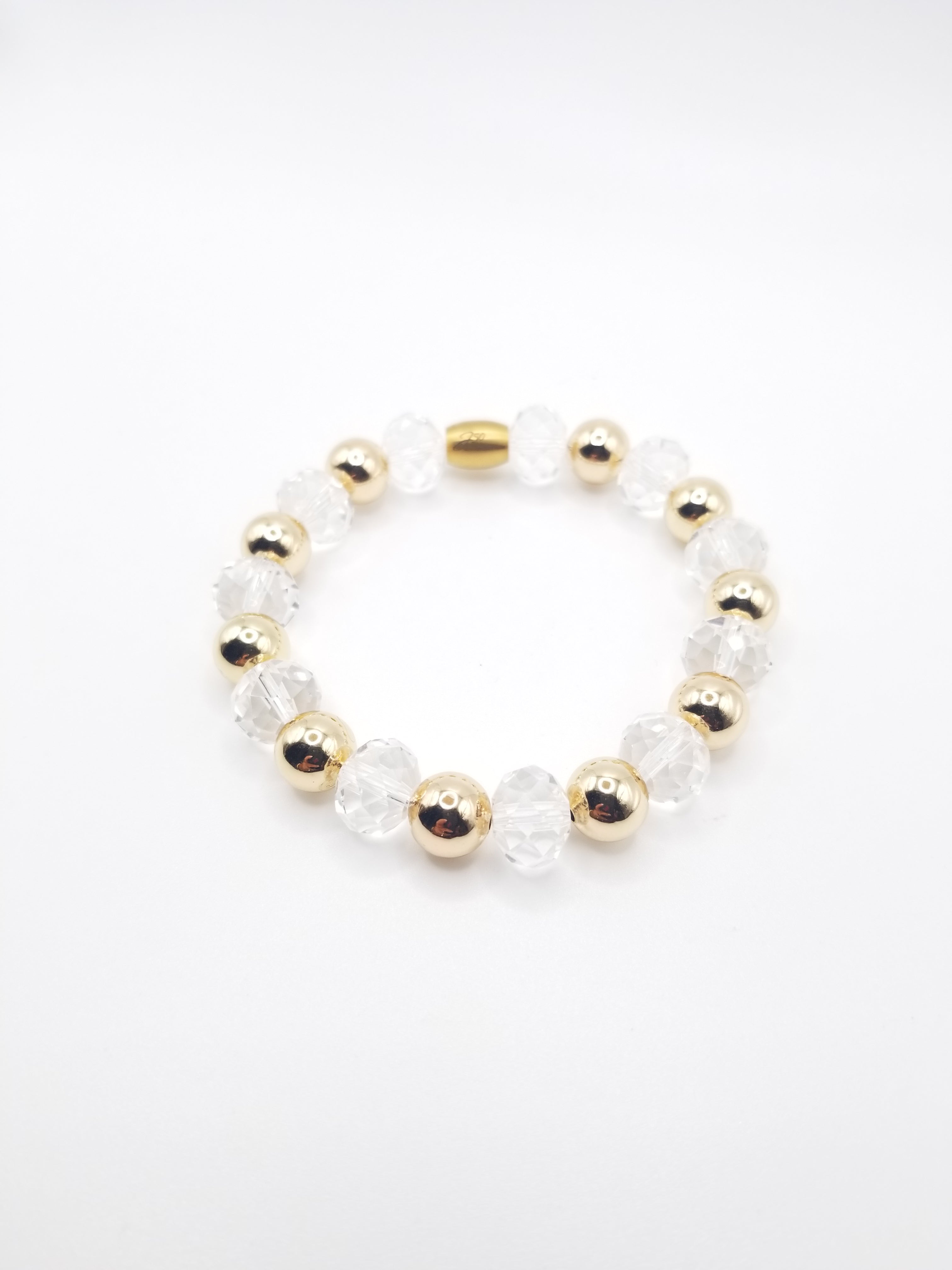Clear Crystal and Gold-filled Beaded Bracelet