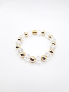 Clear Crystal and Gold-filled Beaded Bracelet