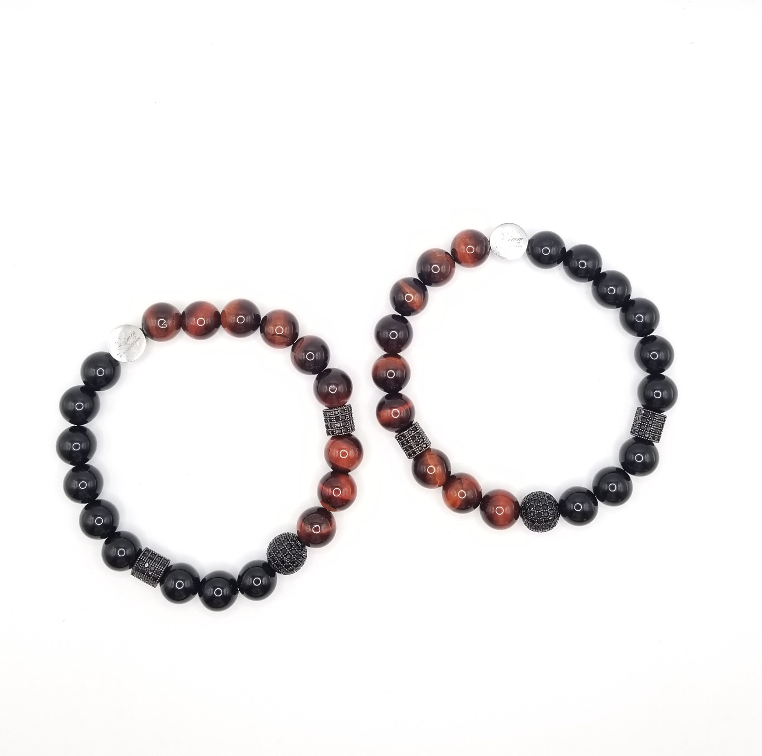 Father and Son Red Tigers Eye and Black Onyx