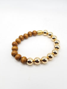 Gold-filled and Wood Beaded Bracelet